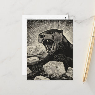 Boze otter breekt ijs briefkaart