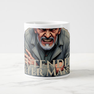 Boze Oude Man – Cartoon-Illustratie Grote Koffiekop