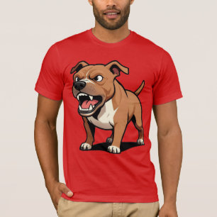 Boze Pitbull Cartoon Hond Bruin Grommend T-shirt