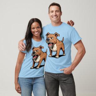 Boze Pitbull Cartoonhond Bruin Grommend T-shirt