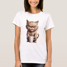 Boze poes met koffie mok leuke boze poes t-shirt