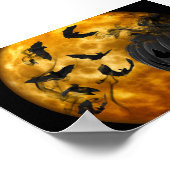 Boze pompoen en vleermuizen op volle maan hallowee poster (Hoek)