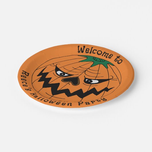 Boze pompoen griezelig Halloween Party Papieren Bordje (Gekanteld)