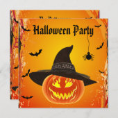 Boze pompoen in heks Pet Halloween Kaart (Voorkant / Achterkant)