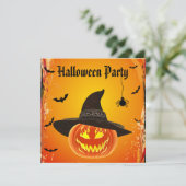 Boze pompoen in heks Pet Halloween Kaart (Staand voorkant)