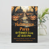 Boze pompoenen in het bos Halloween Party Kaart (Staand voorkant)
