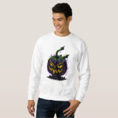 Boze pompoengraffiti | Donker Paarse en Groen Trui (Voorkant volledig)