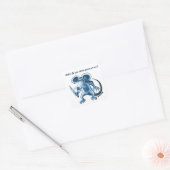 Boze rat met mes blauw vierkante sticker (Envelop)