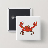 boze rode krab vierkante button 5,1 cm (Voorkant /achterkant)