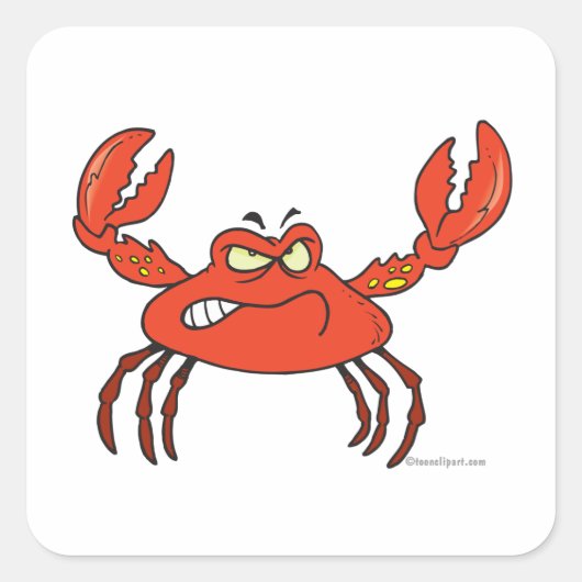 boze rode krab vierkante sticker (Voorkant)