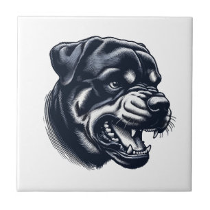 Boze Rottweiler Hond Krachtige Waakhond Kunst Tegeltje