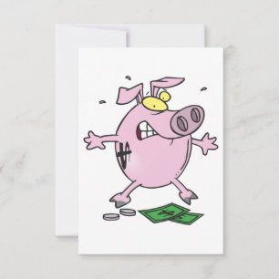 Boze Roze Spaarvarken Grappige Gestresseerde Varke Kaart