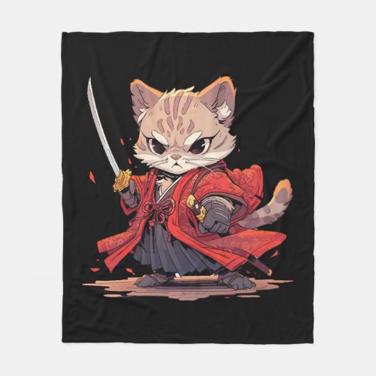 Boze samoerai stijl Kat Held Fleece Deken (Voorkant)