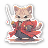 Boze samoerai stijl Kat Held Sticker (Voorkant)