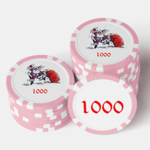 Boze Santa roze 1000 gestreepte pokerchip