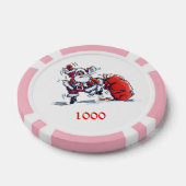 Boze Santa roze 1000 gestreepte pokerchip (Enkel)