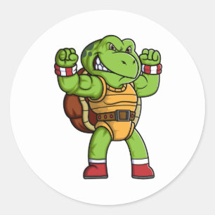 Boze schildpad karakter met goede pose ronde sticker