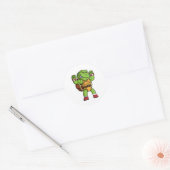 Boze schildpad karakter met goede pose ronde sticker (Envelop)
