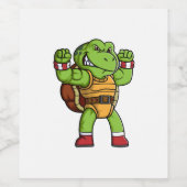 Boze schildpad karakter met goede pose wijn etiket (Enkel label)