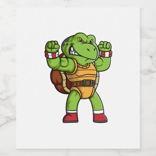 Boze schildpad karakter met goede pose wijn etiket (Enkel label)