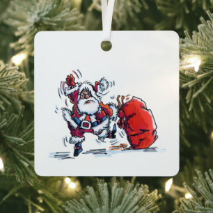 Boze Sinterklaas vierkante metalen kerstboomorname Ornament