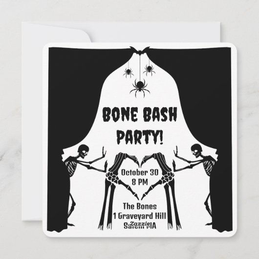 Boze Skelet Bot Bash Feest Halloween Uitnodiging (Achterkant)