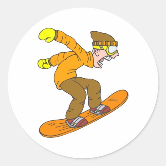 Boze snowboarder ronde sticker (Voorkant)