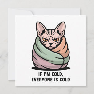 Boze Sphynx Kat Koude Humor Cartoon Kunst Feestdagenkaart