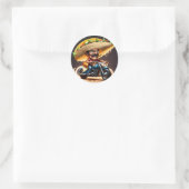 Boze taco biker stripfiguur ronde sticker (Tas)