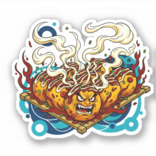 Boze Takoyaki Monster Japanse Straatvoedsel Kunst Sticker