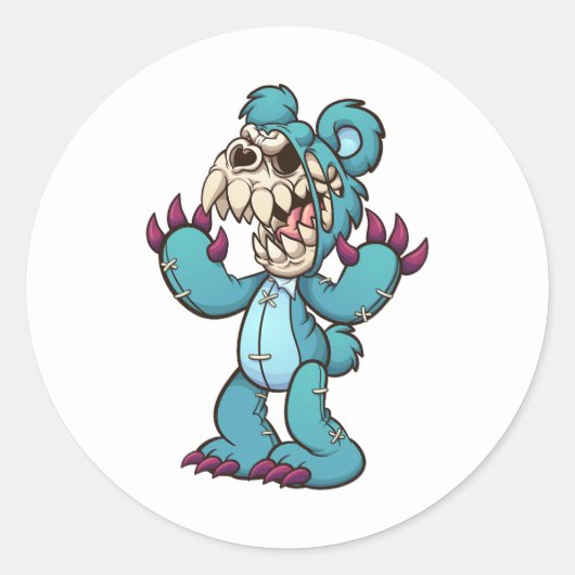 Boze teddybeer met een schedelgezicht ronde sticker (Voorkant)