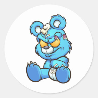 boze teddybeer ronde sticker