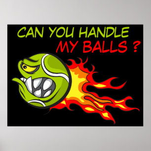 Boze tennisbal in vlammen met grappige quote poster
