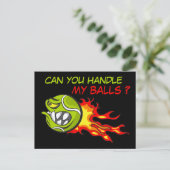 Boze tennisbal in vlammen op met grappige quote briefkaart (Staand voorkant)