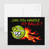 Boze tennisbal in vlammen op met grappige quote briefkaart (Voorkant / Achterkant)