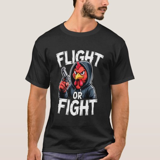 Boze Thug Kip Vlucht Of Vecht Respons Grappig T-shirt (Voorkant)