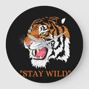 Boze Tijger "Blijf Wild" Artistieke Wandklok