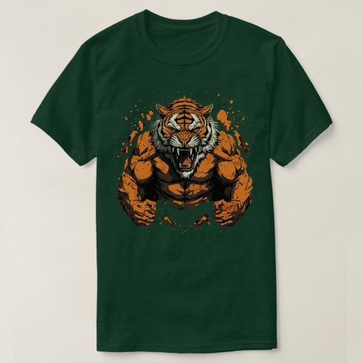 Boze tijger met spieren t-shirt (Design voorkant)