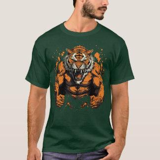 Boze tijger met spieren t-shirt