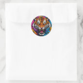 Boze tijger op ronde sticker (Tas)