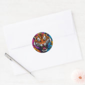 Boze tijger op ronde sticker (Envelop)