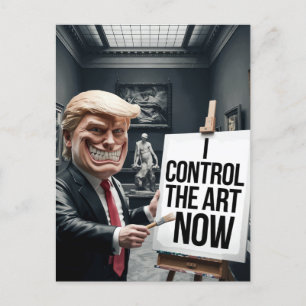 Boze Trump controleert kunst in een museum Briefkaart