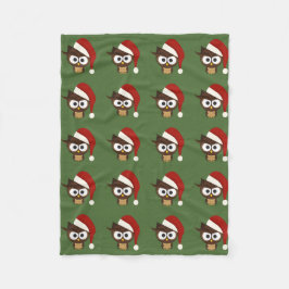 Boze uil met kerstmuts fleece deken