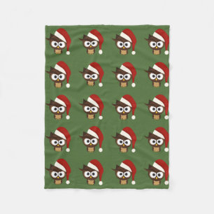 Boze uil met kerstmuts fleece deken