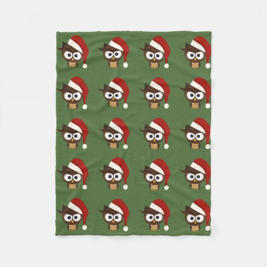 Boze uil met kerstmuts fleece deken (Voorkant)