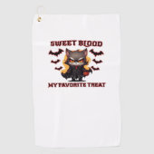 Boze vampierkat hunkert naar zoete Halloween-bloed Golfhanddoek (Voorkant)