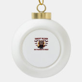 Boze vampierkat hunkert naar zoete Halloween-bloed Keramische Bal Ornament (Voorkant)