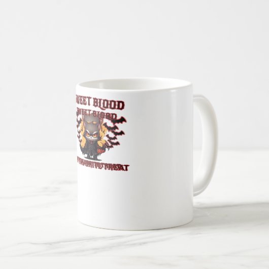 Boze vampierkat hunkert naar zoete Halloween-bloed Koffiemok (Voorkant rechts)
