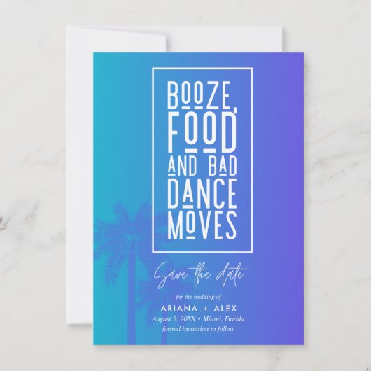 Boze voeding en slechte dans bruilding save the date (Voorkant)