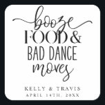 Boze voedsel en slechte dance Moves Wedding Sticke Vierkante Sticker<br><div class="desc">Deze stickers zijn de perfecte aanvulling op je trouwdag of een andere bruiloft.</div>